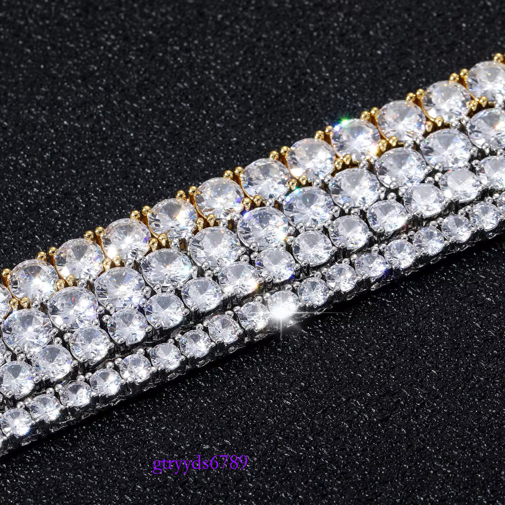 High Quality 3MM-6MM Iced Gold Chain Necklace Men Women HipHop Style Dia Bg Jewelry Tennis Players