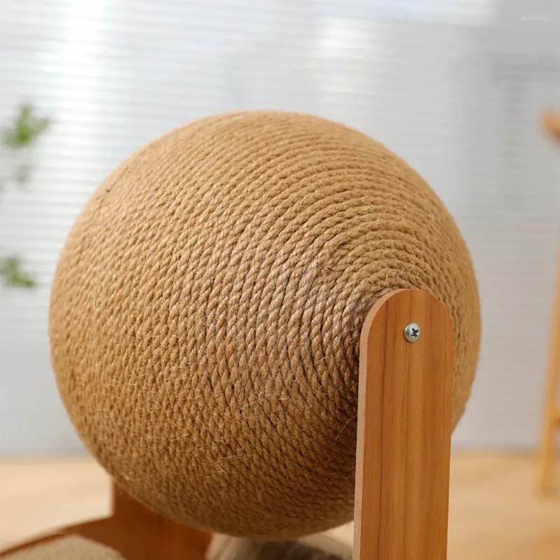 Update Cat Toys 2 In 1 Scratching Ball Wooden Scratcher Sisal Scratch Board Wear-Resistant Grinding Toy Solid Wood Scraper For Cats