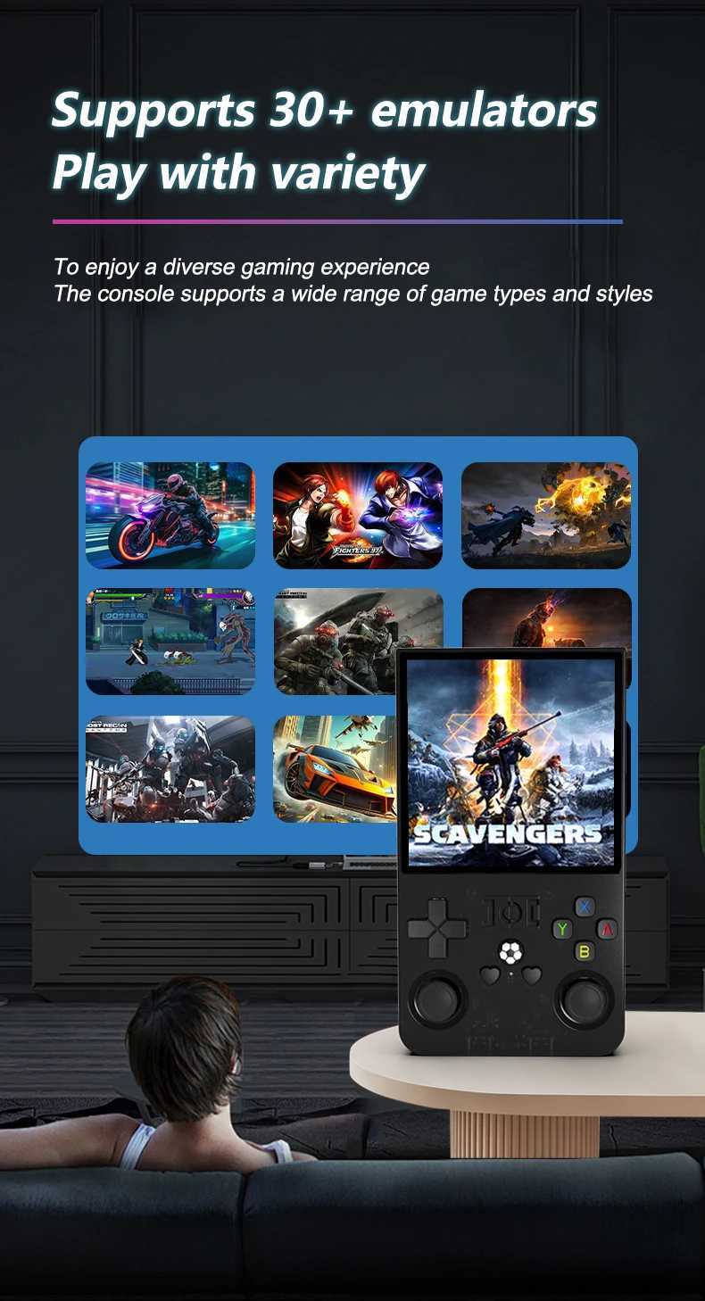 R36MAX Handheld Retro Game Console Open Source R36S 4.0 IPS Sn Portable Pocket Video Game Player 128G Kid Gifts Z250321