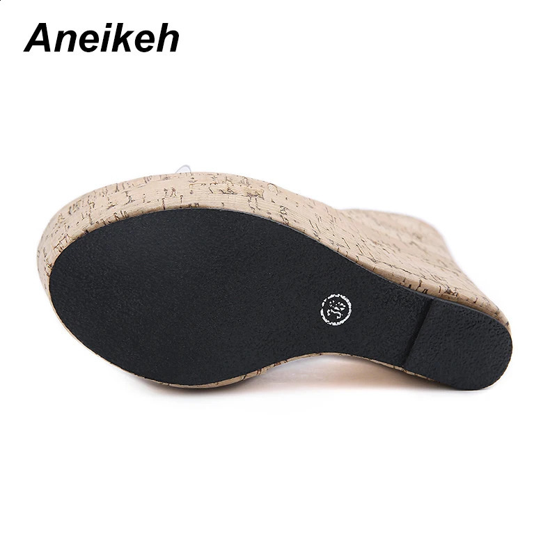 Aneikeh PVC Transparent Wedges Platform Sandals High Heeled Summer Fashion Womens Slippers Thick Sole Beach Shoes Mujer 260327