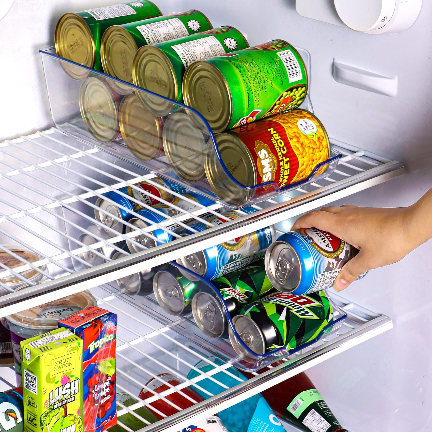 Utopia Kitchen Clear soda Can Organizer - 4-piece refrigerator or countertop beverage organizer - Soda can dispenser for refrigerator storage