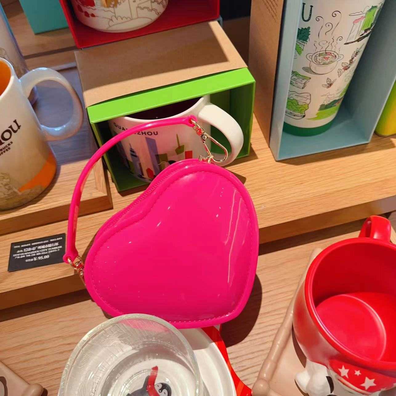 New Korean version Little Fairy Peach Heart Jelly Bag Fashion PVC Cute Style Mini Personalized Love Bag ins