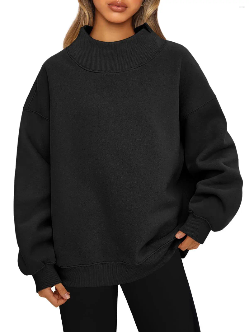 Womens Hoodies 2024 European And American Sweatshirts Long Sleeves Turtlenecks Casual Sweaters Velvet Tops