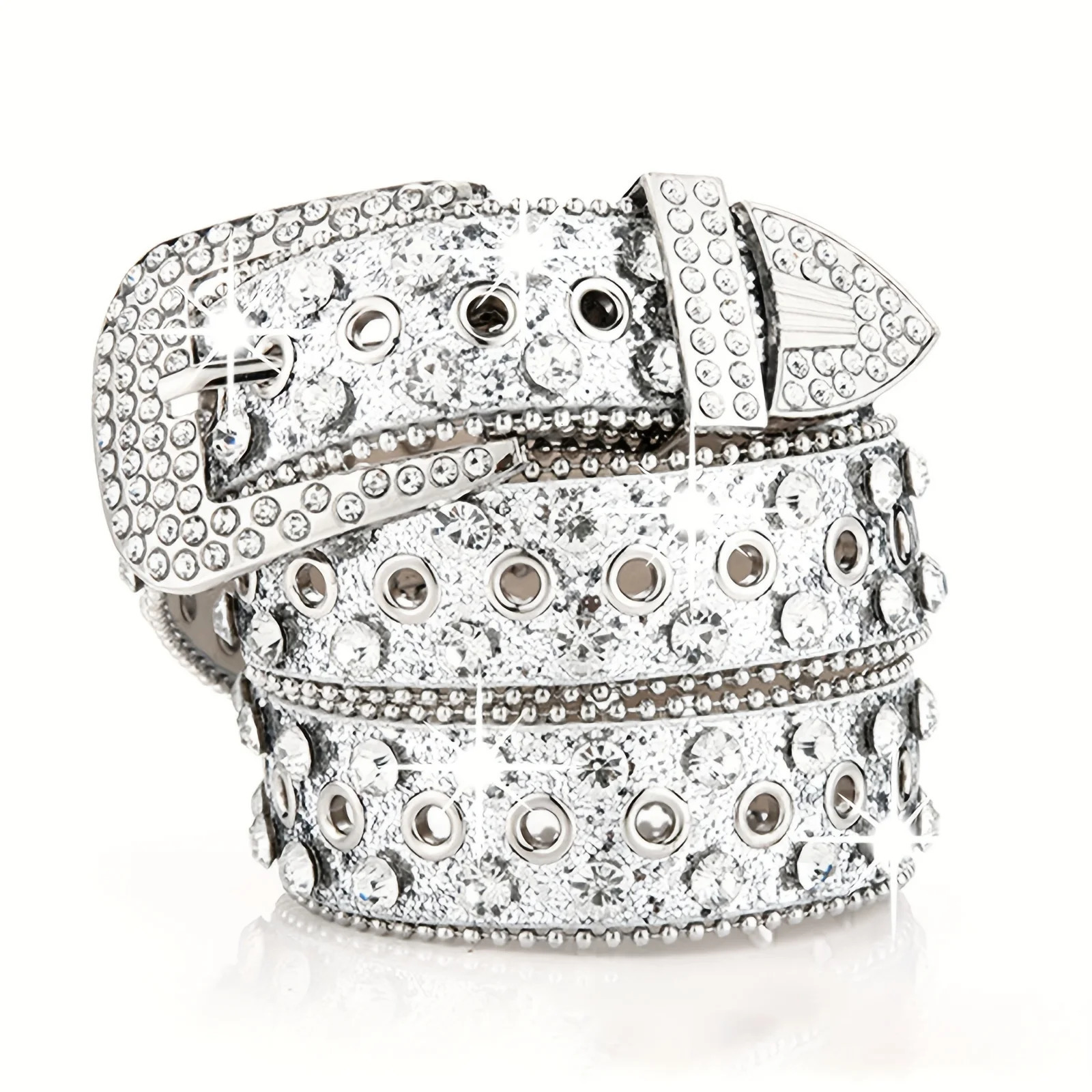 Hip Hop Rhinestone Y2K Belts Trendy Solid Color Sparkling PU Leather Belt Cowboy Cowgirl Jeans Pants Belt For Women Girls 240419