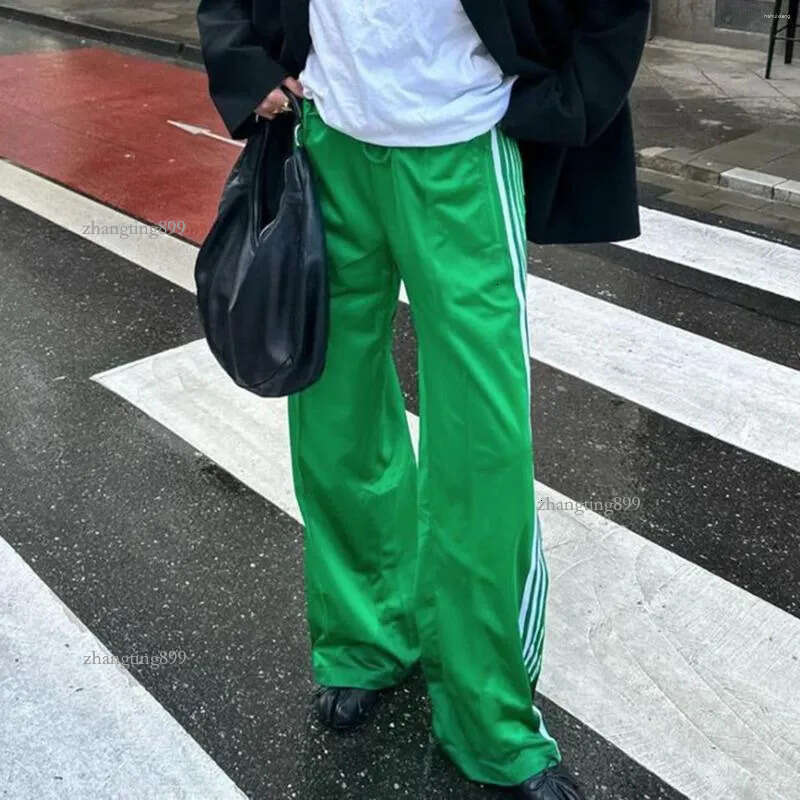 Women's Pants Women Y2k Wide Leg Track Baggy Striped Joggers Sweatpants Elastic Waist Color Block Parachute With Pockets