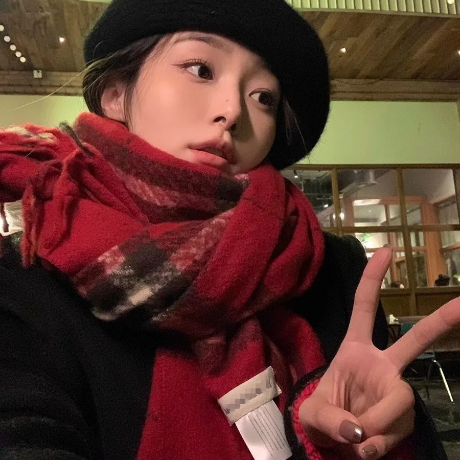 British Womens Classic Scarf Womens Winter Soft Comfort Korean Edition All Colors Red Blue Beige Olive Green Christmas 241119