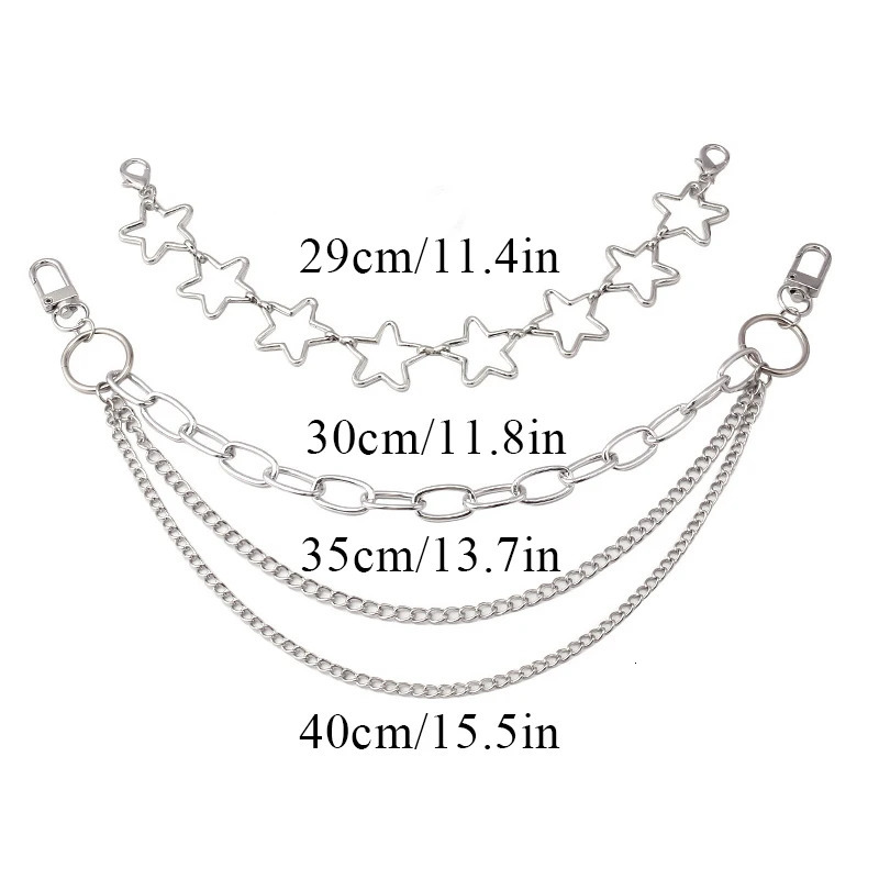 Multilayer Metal Bag Chain Decoration Accessories For Handbags Handle Pendant With Lobster Buckle Heart Stars Chains 241118