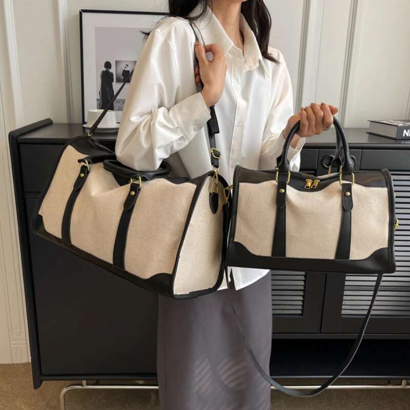Women Travel Storage Handbag Vintage Fiess Lage Single Shoulder Crossbody Large Nylon PU Leather Bag 2025 Handbags