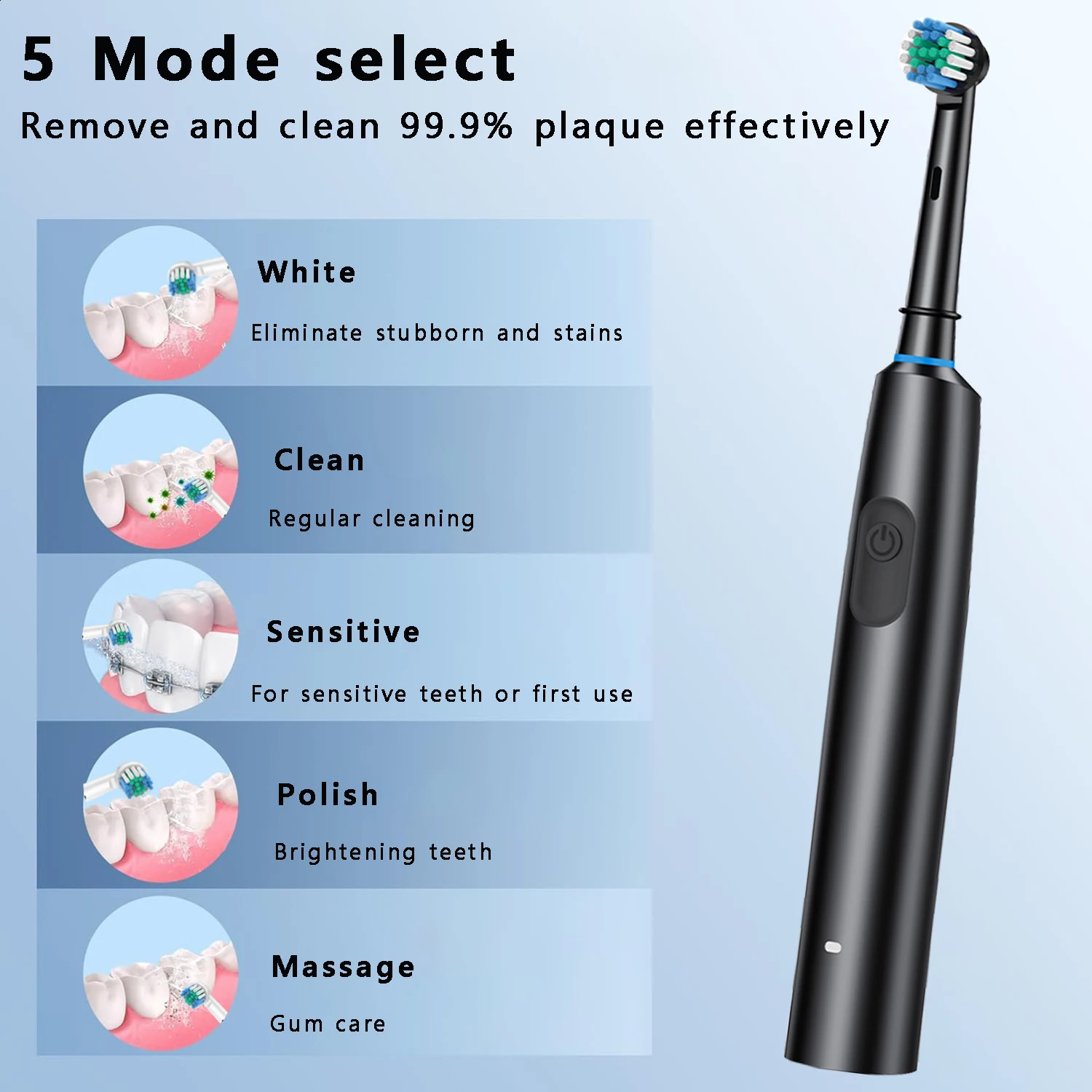 Electric Toothbrush Rotary Rechargeable Electric Tooth Brush for Adults Rotating Electric Teeth Brush with 8 Replacement Heads 241118