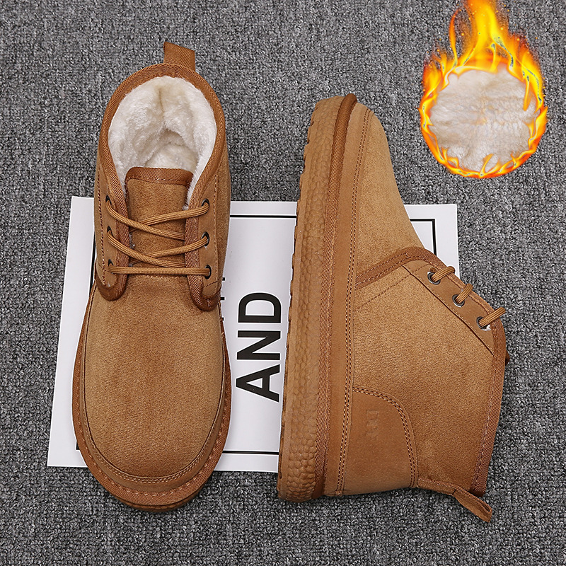 Short 2024 New Winter Men's Snow Boots Thickened Plus Veet Warm Casual Non-Slip Comfortable Fashion Cotton Shoes