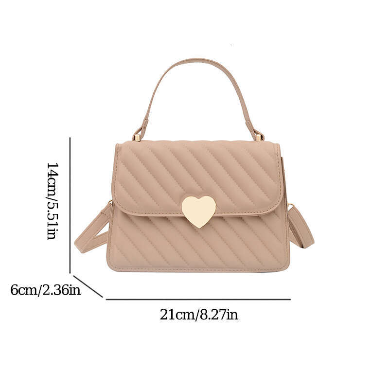 2025 Fashion PU Heart-shaped Metal Buckle Decoration Lady Handbag With Adjustable Strap Women Shoulder Bag For Commute Shopping