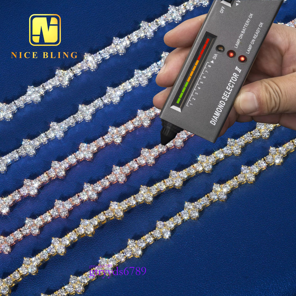 New arrival moissanite chain 4MM cross tennis necklace hiphop fashion dia chains Sterg sier