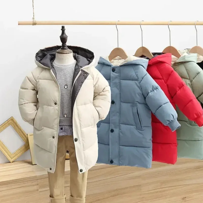 Children Down Outerwear Winter Kids Clothes Boys Girls CottonPadded Parka Coats Thicken Warm Long Jackets 241118