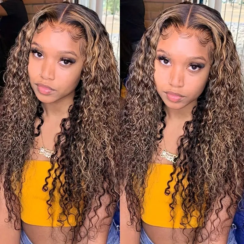 32 Inch Kinky Curly Lace Frontal Simulation Human Hair Wigs For Black Women Wet And Wavy Synthetic Loose Deep Wave Headband Half Wig Hd Lace With Baby