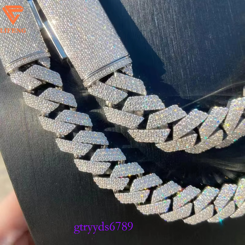 New Fashion 20mm Ice out Moissanite Dia Cuban k Chain Gold Plated Hip-Hop Necklace for Men and Women