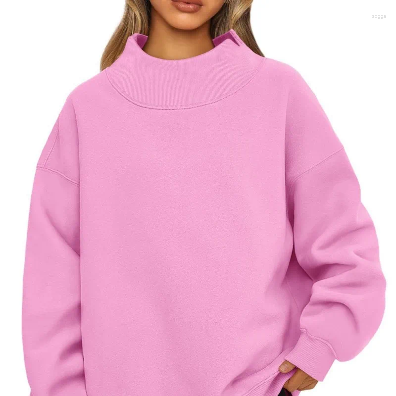 Womens Hoodies 2024 European And American Sweatshirts Long Sleeves Turtlenecks Casual Sweaters Velvet Tops