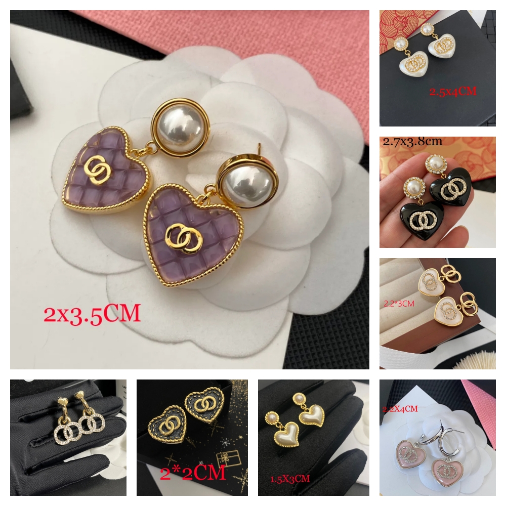 Designer Earrings Classic Geometry Ear Stud Crystal Classic Letter Stud Round Pearl Pendant Rhinestone Earring Women Wedding Party Jewerlry Christmas Gift