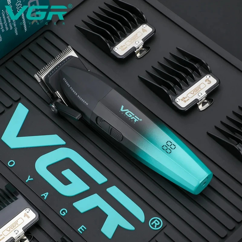 Original VGR professional mens hair clip rechargeable hair clip 9000RPM motor electric beard hair clipper 8W 241119