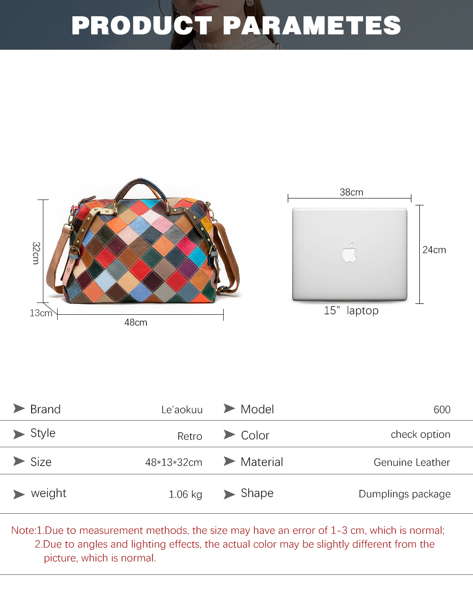 Genuine Leather Women's High Quality Casual Design Colorful Handbag Shoulder Ladies Color Block Tote Bag BagVoyage
