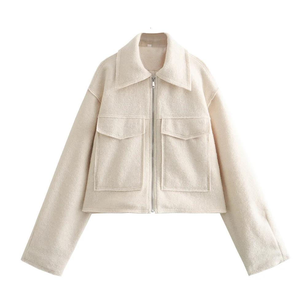 ZAR * Spring/Summer Womens European and American Style Casual Versatile Loose Beaded Leather Short Jacket Coat 240408