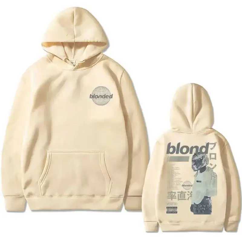 Rap singer Frank double-sided printed hoodie rap mens blonde hip-hop sportswear ocean super big hoodie mens retro streetwear Y241118