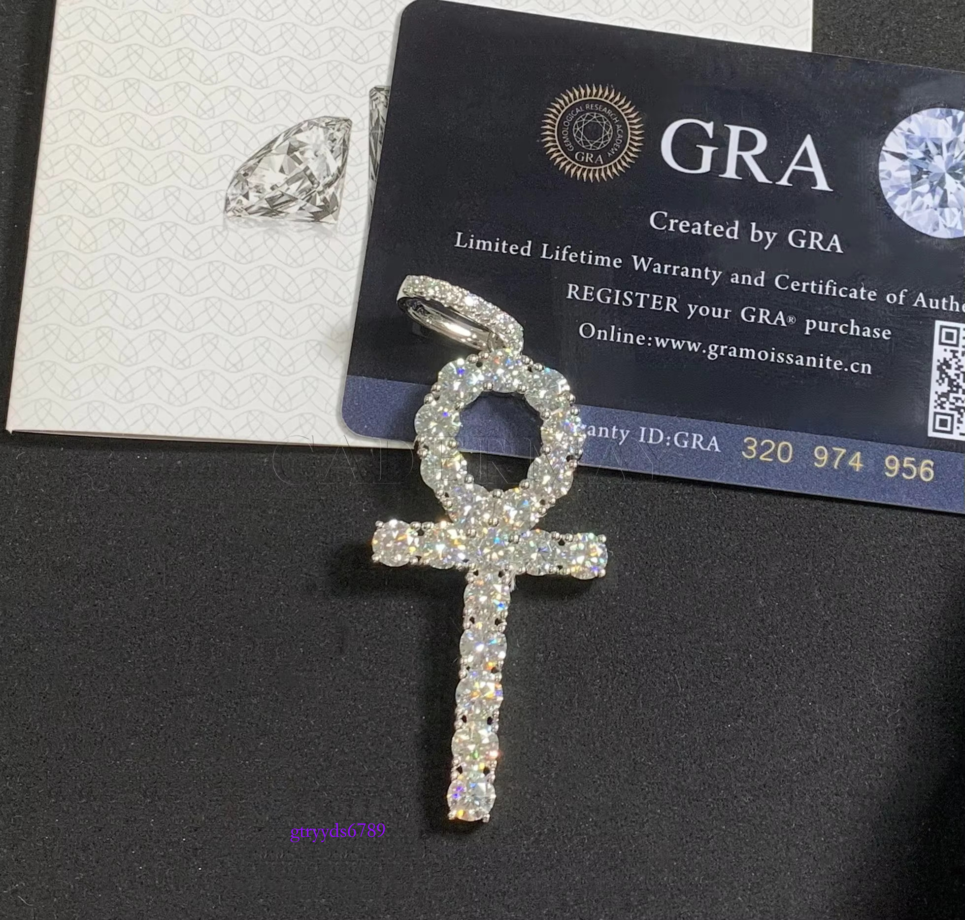 Hip hop Bg Iced Out 5mm VVS Gender Symbols Sterg Sier Moissanite Dia Ankh Cross Pendant