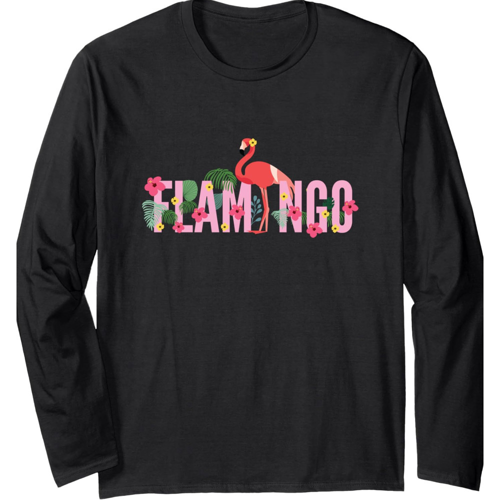Long Sleeve Shirts for Men sweatshirt Flamingo Ornamental Floral Letters Cute Tropical Long Sleeve T-Shirt T shirt Tee Streetwear Casual tops clothes
