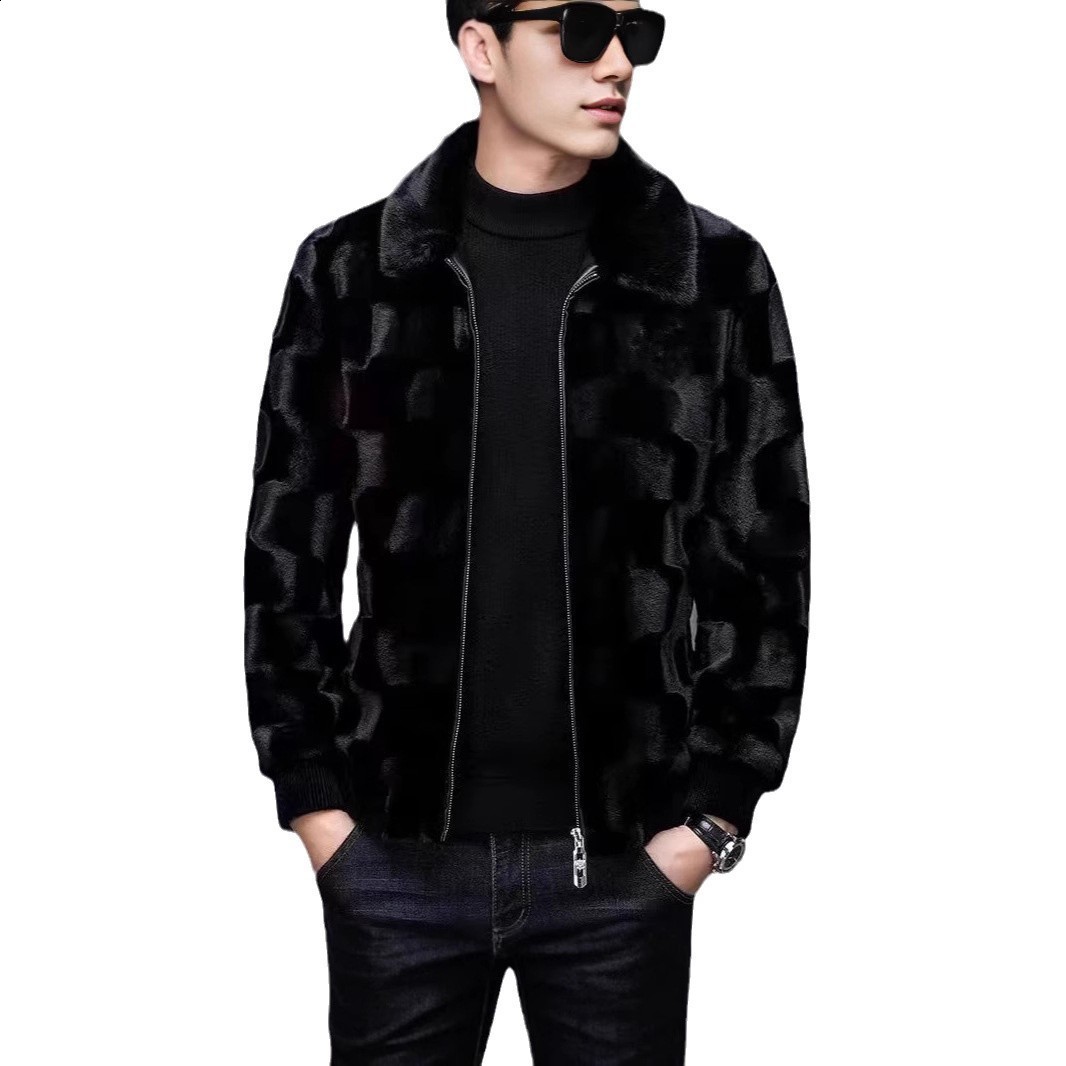 Golden mink fur Haining fur mens winter new item lapel mink coat whole mink thick mink fur jacket mens coat 231205