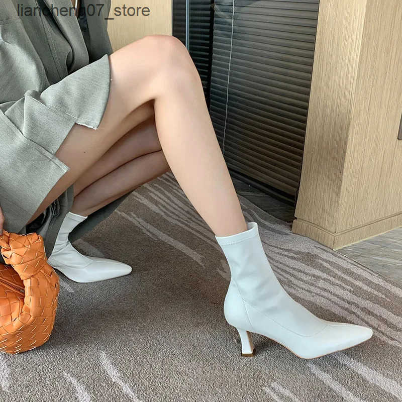 Sexy for Lady High Heels Over The Knee Leather Chealsea Boots Women Brown Long White Boot J241119