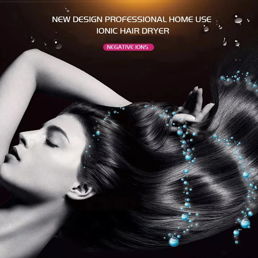Professional Ionic Salon Hair Dryer 2500W Powerful and Cold Strong Wind ACMotor Ion Blow Dryer Quiet Hairdryer with 2 Nozzle 240415