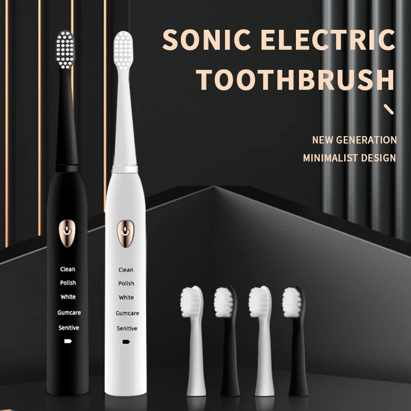 Jianpai Adult Black White Classic Acoustic Electric Toothbrush Adult 5-gear Mode USB Charging IPX7 Waterproof Acoustic Electric 241118