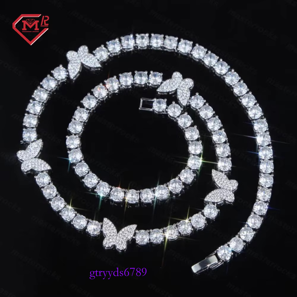 Gra Sier 4mm 5mm Iced Vvs Dia Hiphop Men's Moissanite Tennis Chain Necklace