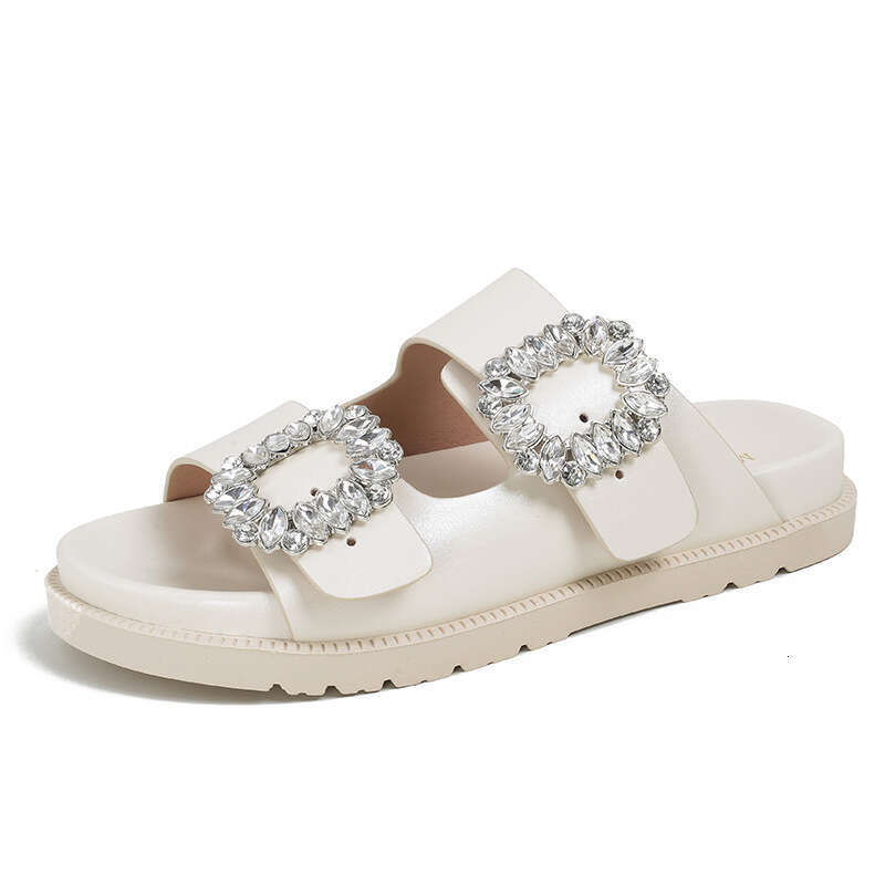 Rhie Belt Buckle Slippers Women Thicken Sole Shoes Ladies Casual Slides Outdoor Flipps Sier Beach Sandals 2024