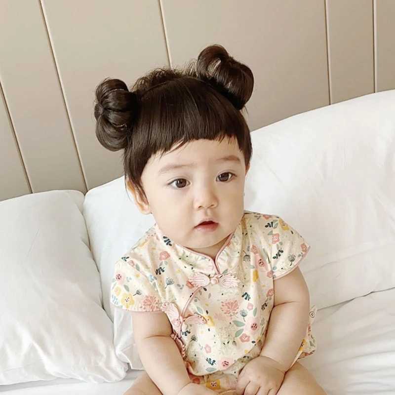 Baby girl wig headband baby hair bundle wig short hair decoration cute headband bangs W241119