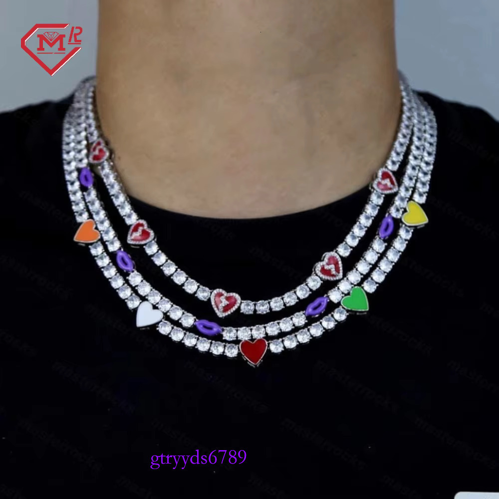 Gra Sier 4mm 5mm Iced Vvs Dia Hiphop Men's Moissanite Tennis Chain Necklace