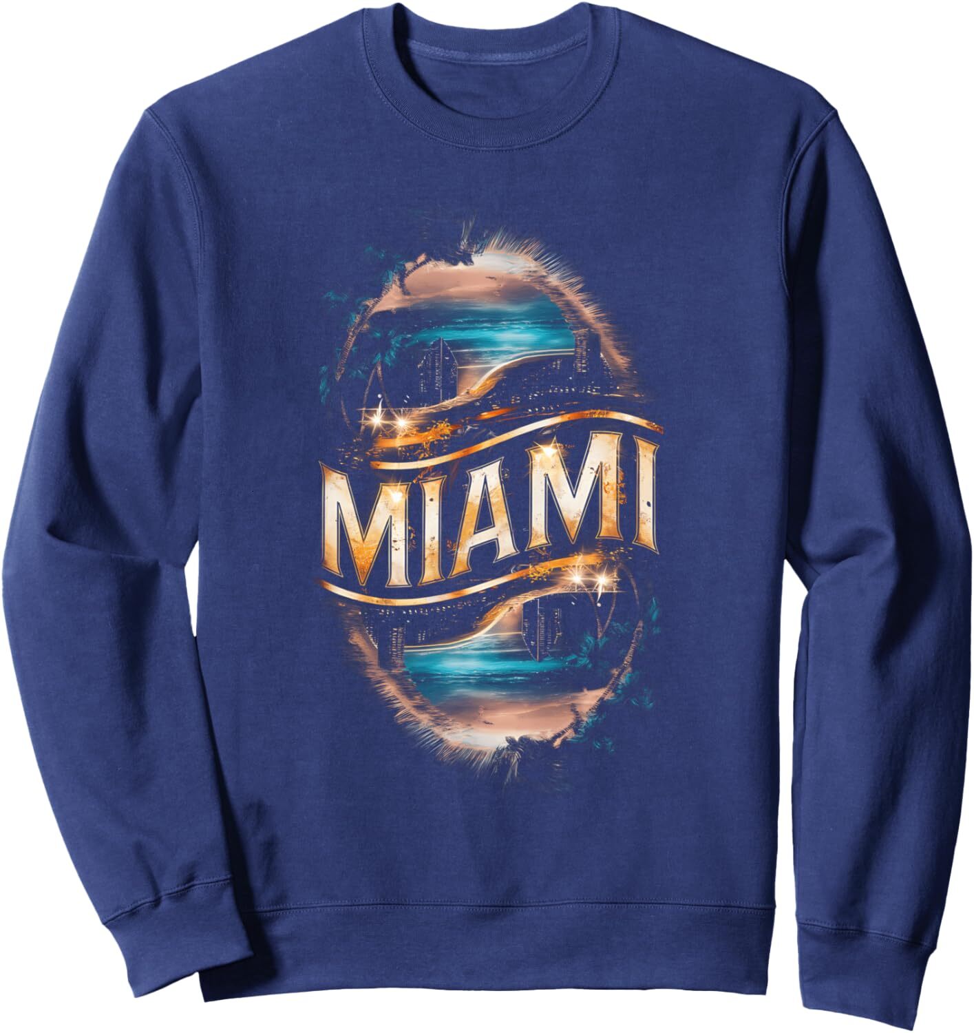 Long Sleeve Shirts for Men sweatshirt Miami Beach Florida Souvenir Sunset Palm Trees Vacation FL Sweatshirt T shirt Tee Streetwear Casual tops clothes