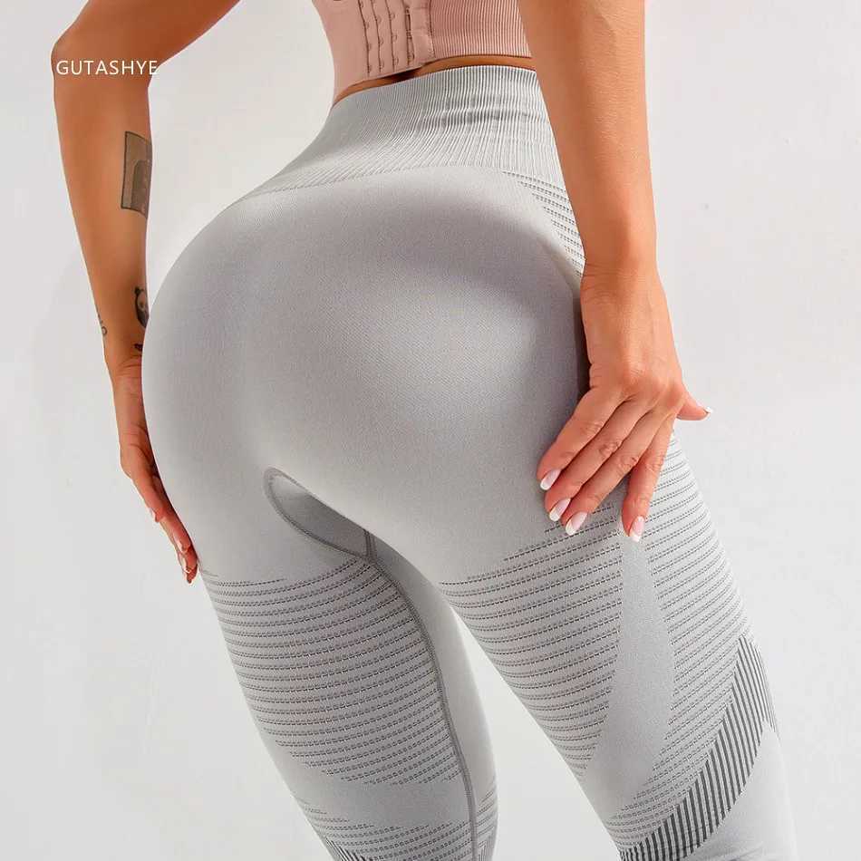 GUTASHYE - High waisted waist sitting posture yoga pants push ups tight exercises abdominal control gym sportswear M241119