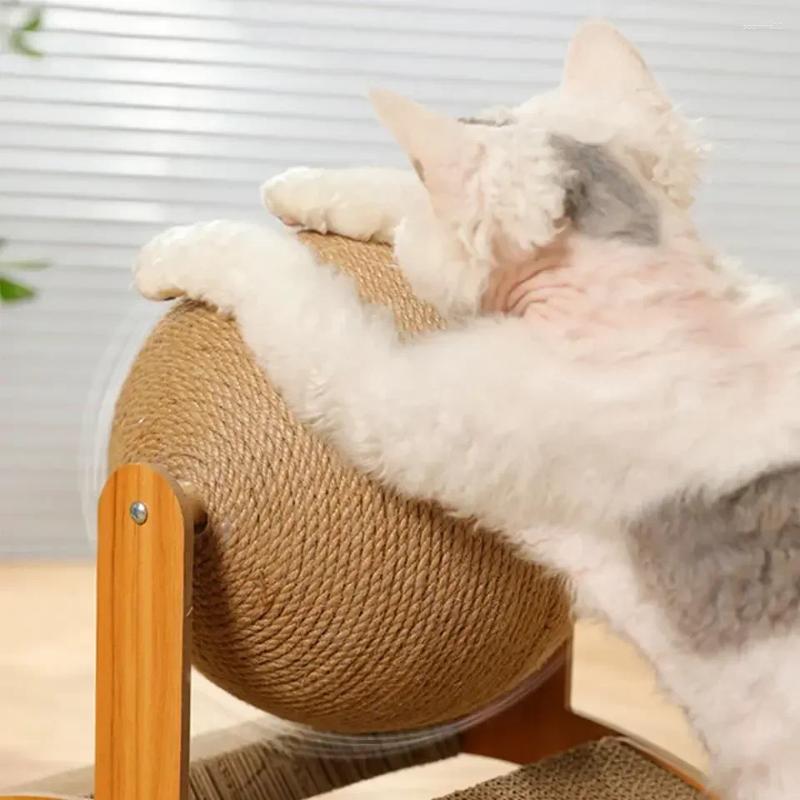 Update Cat Toys 2 In 1 Scratching Ball Wooden Scratcher Sisal Scratch Board Wear-Resistant Grinding Toy Solid Wood Scraper For Cats