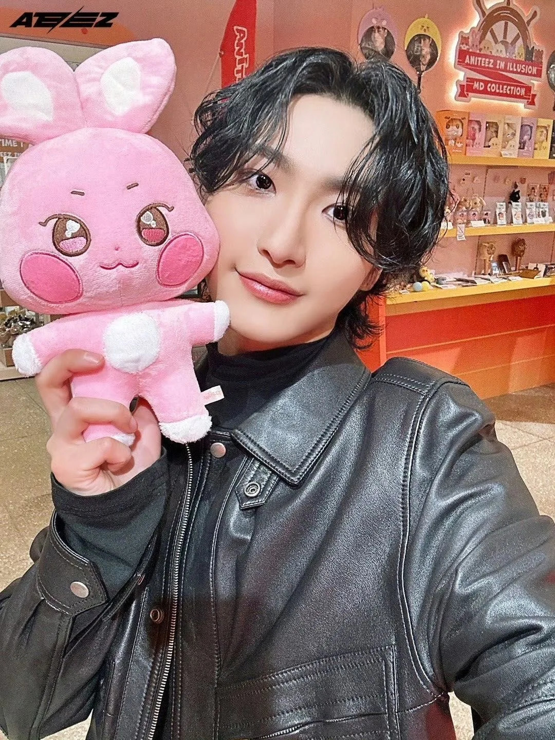 Kpop ATEEZ PopUp Store Doll 30CM Aniteez Cartoon Cute Soft Short Plush Doll Keychain Yeosang Yunho Hongjoong Collection Gift 240409