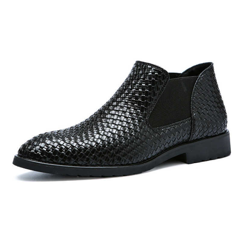 Spring and Summer Hand Woven Mens Leather Boots Shoes Mens Boots Boots Mens Chelsea Boots
