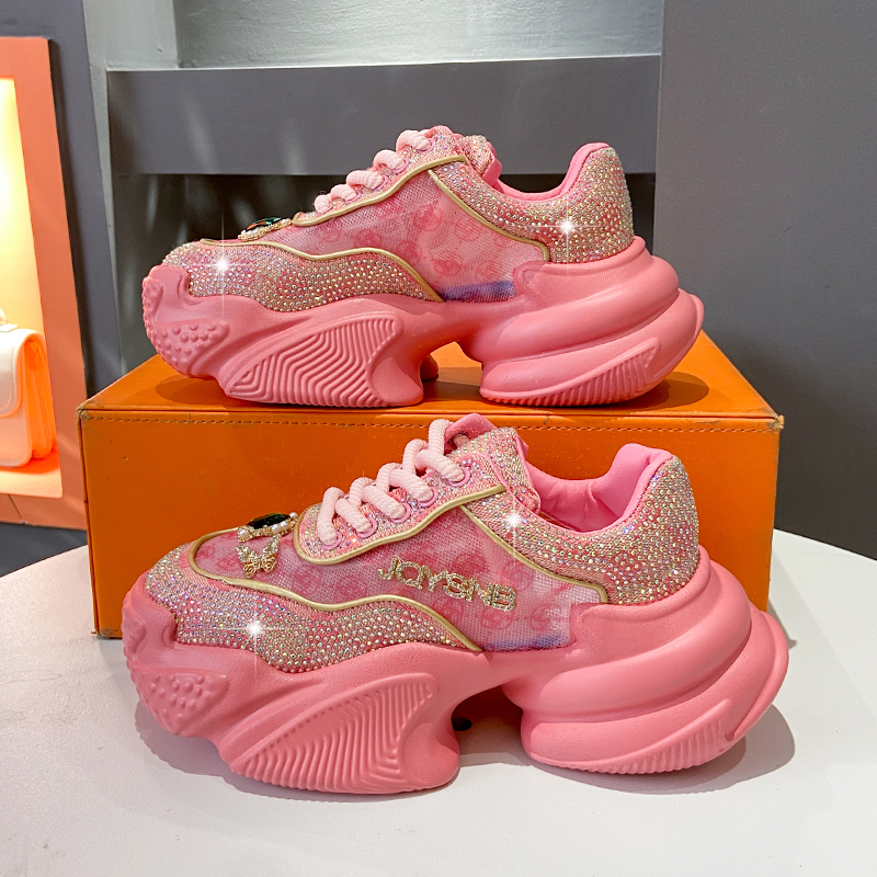 Women's luxury shoes designer rhinestone sports shoes with thick sole straps comfortable and shiny night running shoes high-quality casual shoes