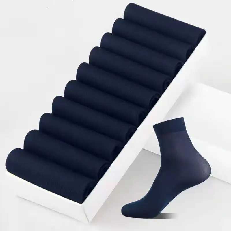 20pcs Breathable Socks for Men Summer Ultra-thin Transparent Stripe Ice Silk Cool Socks Antibacterial Business Men Long SocksXJ241118