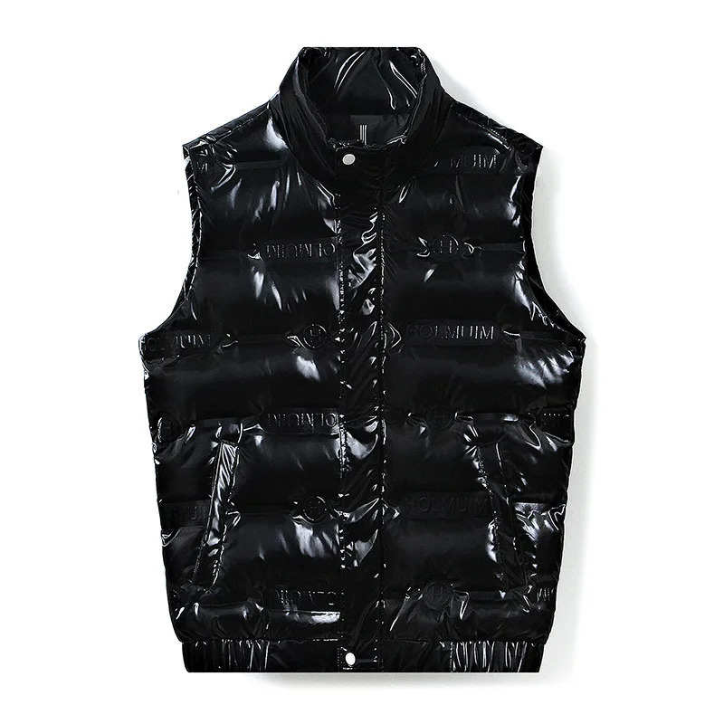 DOWN vests Thicken Bright Vest Men Winter Warm casual 90% white duck down Waistcoat male Gielt Casual black sliver vests Man 241118