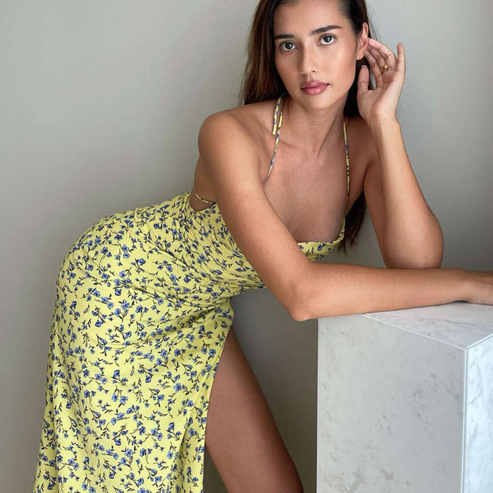 Wind Women's Clothing 2024 Summer New Hot Selling Item Sexy Floral Camisole Skirt Split Open Backless Dress for Women F41932