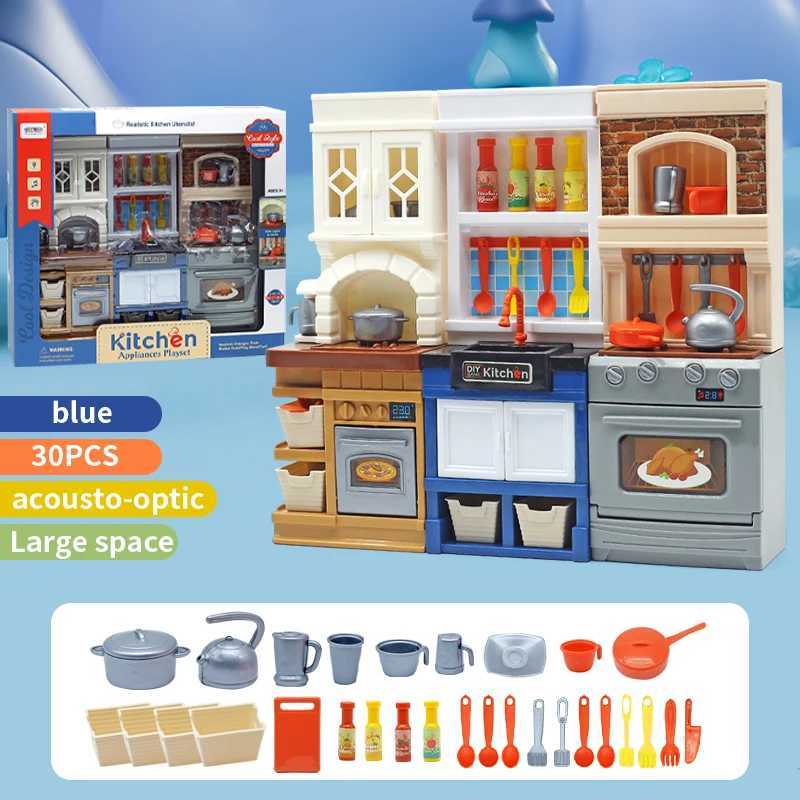 DIY Kid Play House simulation kitchen toys kitchen lighting and sound cooking game set fun educational toys for children W241119