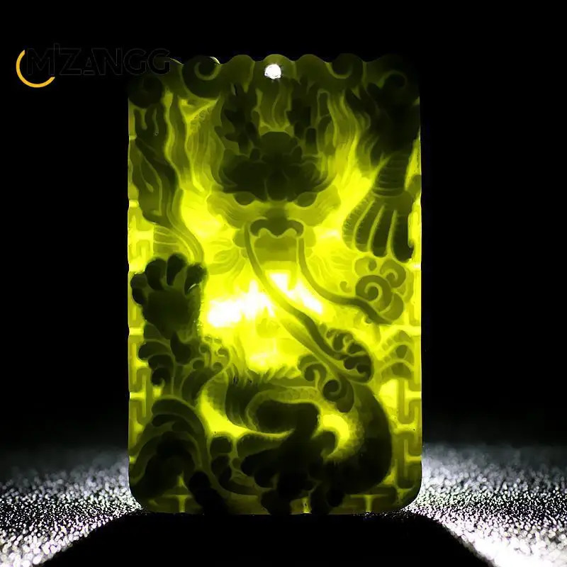 Natural Hetian Jade Twelve Zodiac Dragon Pendant Green Jade Dragon Mens Jade Necklace Hand drawn Fashion Jewelry Lucky Charm 241119 - view 4