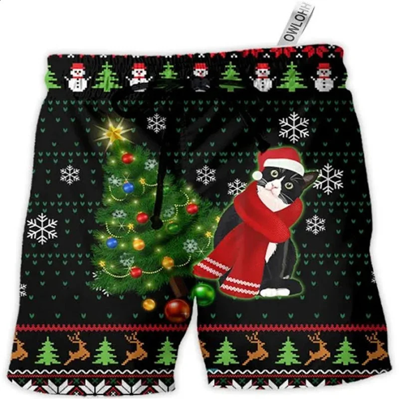 Merry Christmas Santa Claus Men Shorts 3D Print Funny Xmas Unisex Y2k Board Short Pants Summer Hawaii Swimsuit Surf Swim Trunks 241108