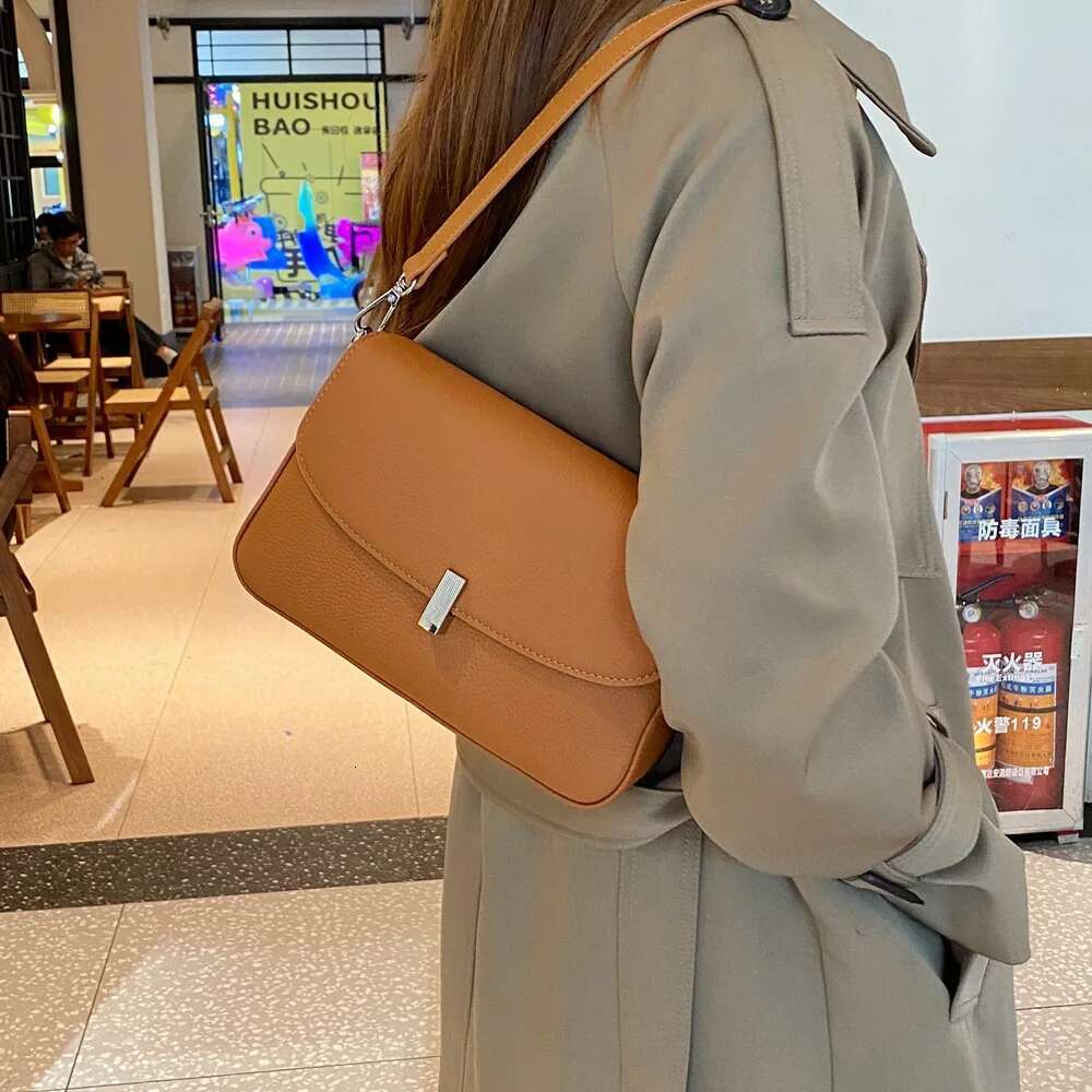 Women's Handbag 2025 New Genuine Leather Versatile Small Square Head Layer Cowhide Underarm High Quality Shoulder Bag