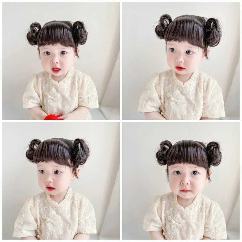Baby girl wig headband baby hair bundle wig short hair decoration cute headband bangs W241119