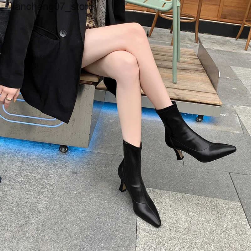 Sexy for Lady High Heels Over The Knee Leather Chealsea Boots Women Brown Long White Boot J241119
